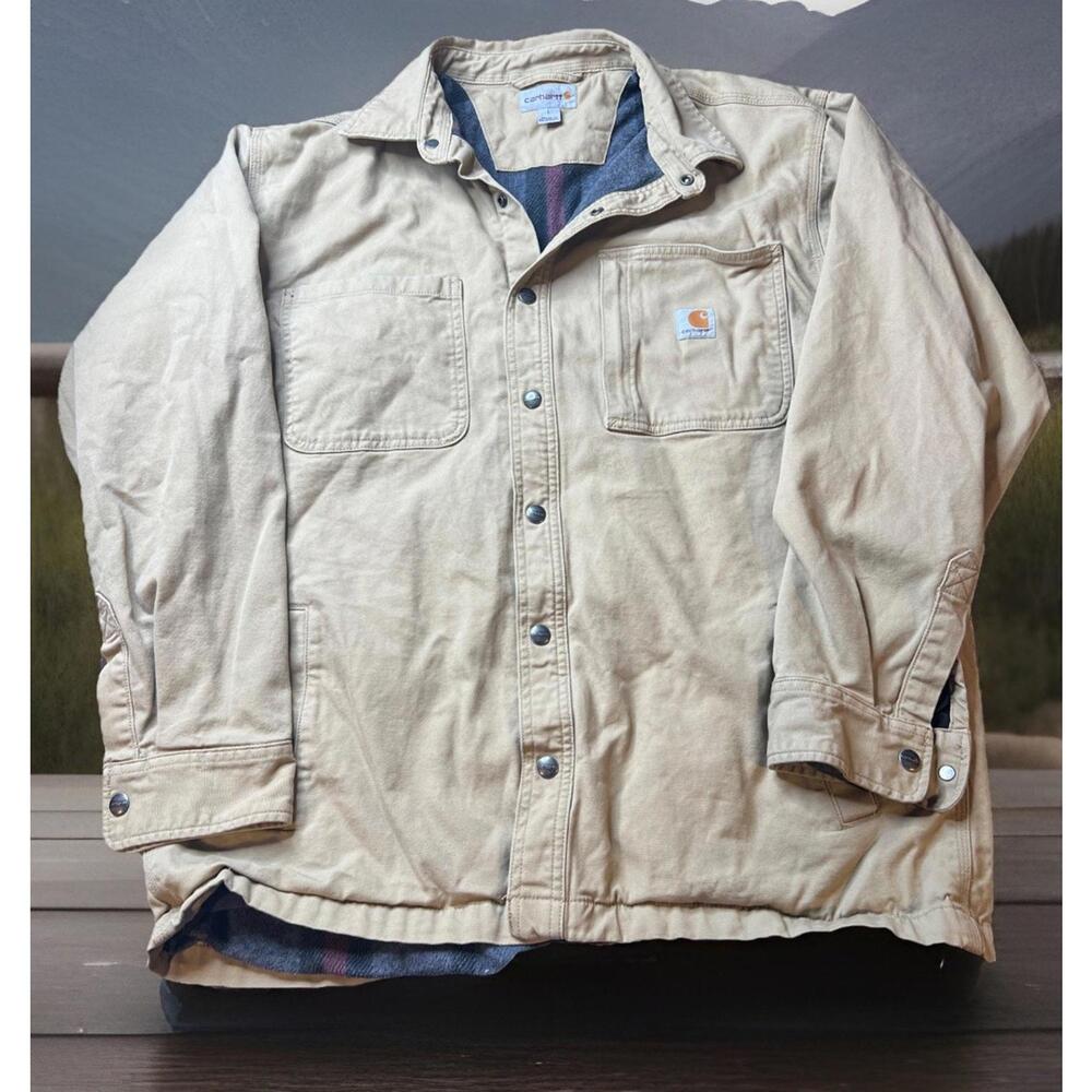Carhartt Size Large Fleece Lined Barn Jacket Men’s Women’s Khaki Tan
